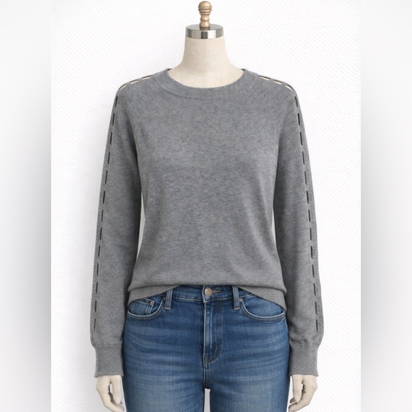 Stitches & Stripes Sweaters - Stitches & Stripes Gray Crew Neck Sweater | Cutout Detail Size M Boutique